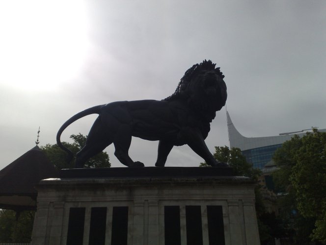 The Maiwand Lion: This monument commemorates the names and records the valour and devotion of XI (11) officers and CCCXVIII (318) non-commissioned officers and men of the LXVI (66th) Berkshire Regiment who gave their lives for their country at Girishk Maiwand and Kandahar during the Afghan Campaign MDCCCLXXIX (1878) - MDCCCLXXX (1880) History does not afford any grander or finer instance of gallentry and devotion to Queen and country than that displayed by the LXVI Regiment at the Battle of Maiwand on the XXVII (27th) July MDCCCLXXX (1880) Despatch of General Primrose